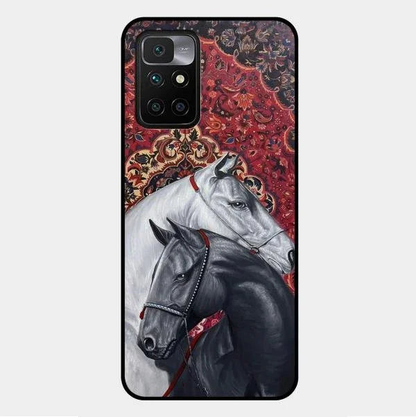 Regal Stallion Tapestry Glass Case For Redmi