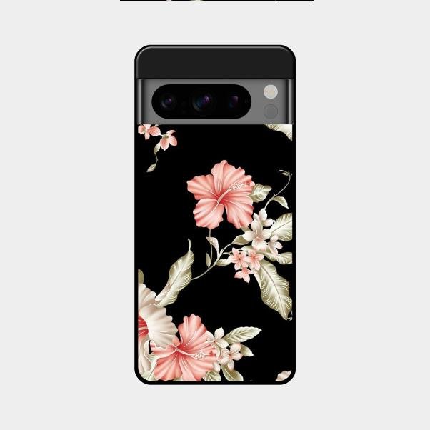 Retro Floral Glass Phone Case For Google Pixel 8 Pro 5G