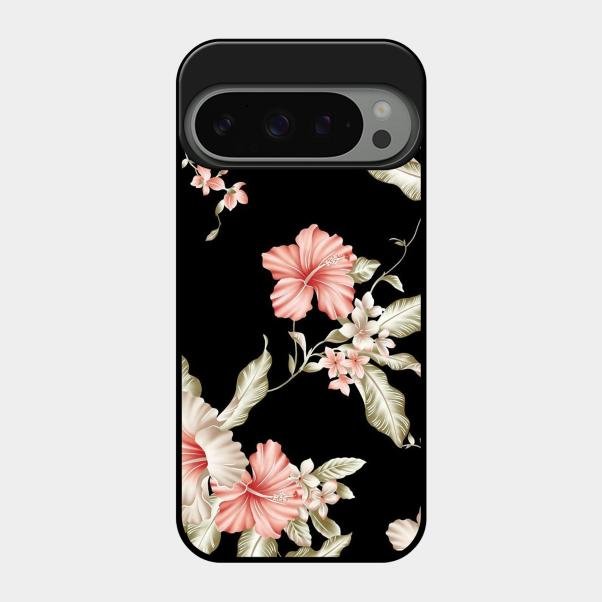 Retro Floral Glass Phone Case For Google Pixel 9 Pro 5G