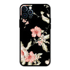 Retro Floral Glass Phone Case For iPhone 12 Pro Max