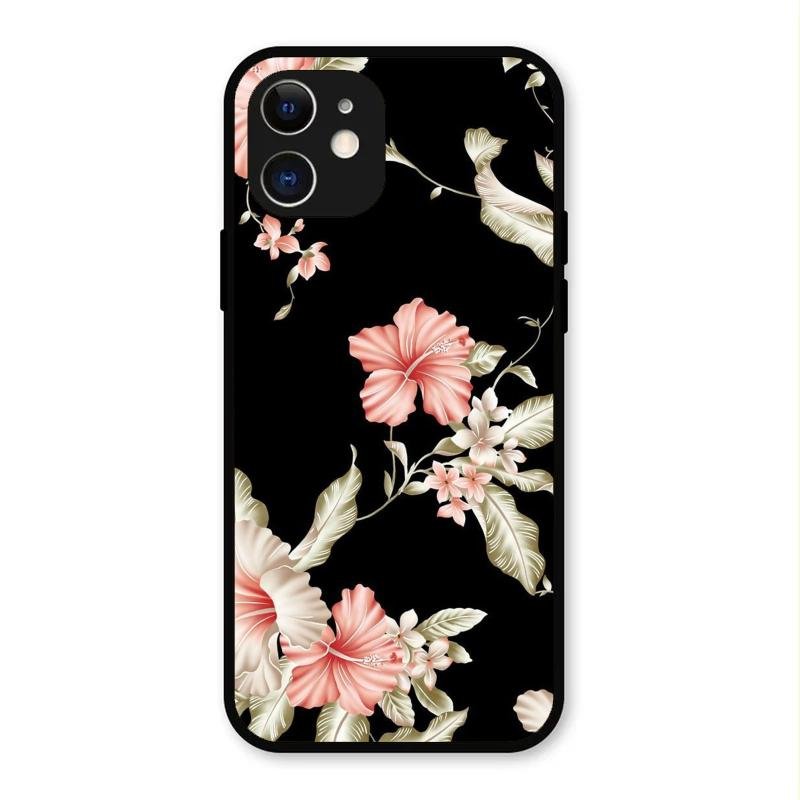 Retro Floral Glass Phone Case For iPhone 12