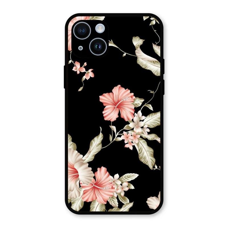 Retro Floral Glass Phone Case For iPhone 14 Plus