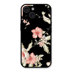 Retro Floral Glass Phone Case For iPhone 15 Plus
