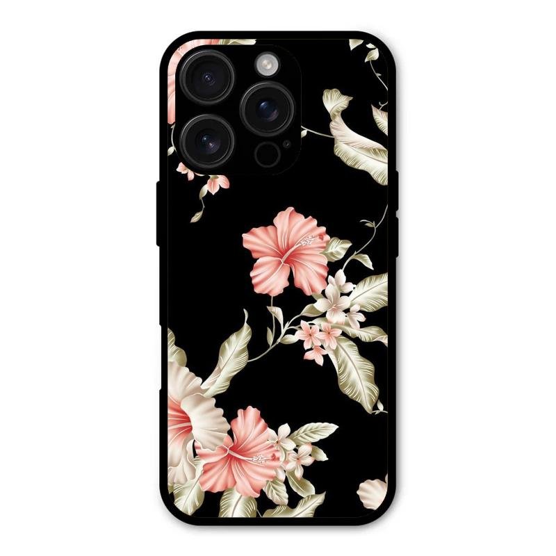Retro Floral Glass Phone Case And For iPhone 16 Pro