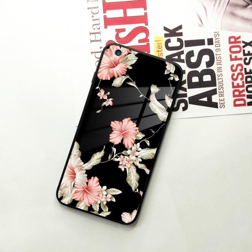 Retro Floral Glass Phone Case Cover iPhone