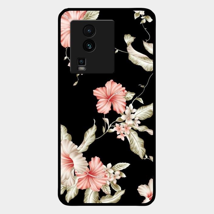 Retro Floral Glass Phone Case For Iqoo Neo 7 Pro 5G