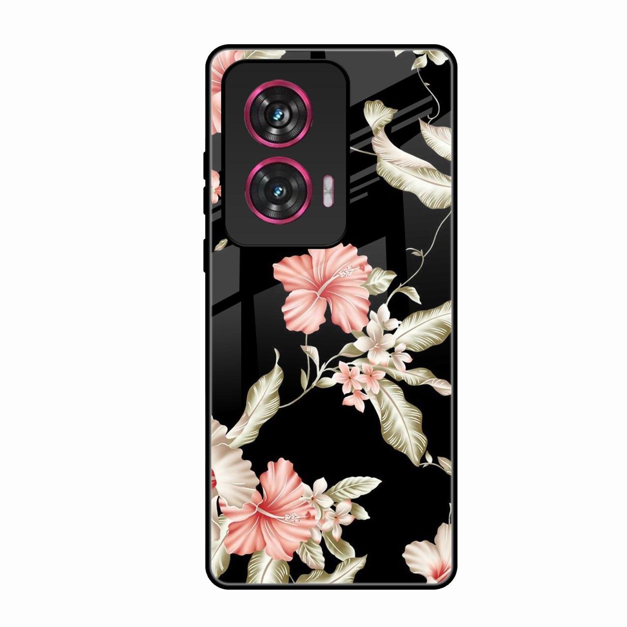Retro Floral Glass Phone Case For Motorola Edge 50 Fusion 5G