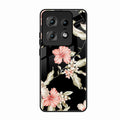 Retro Floral Glass Phone Case For Motorola Edge 50 Pro