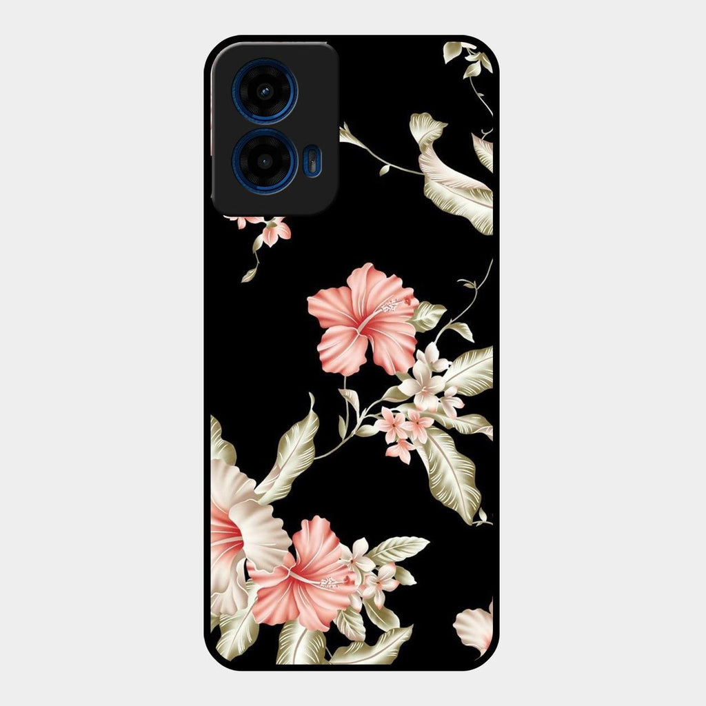 Retro Floral Glass Phone Case For Motorola G45 5G