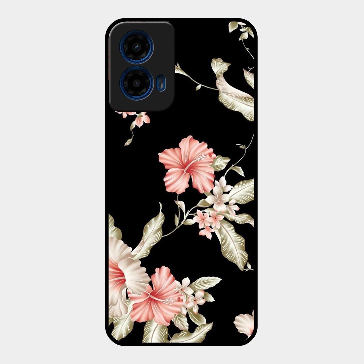 Retro Floral Glass Phone Case For Motorola G45 5G