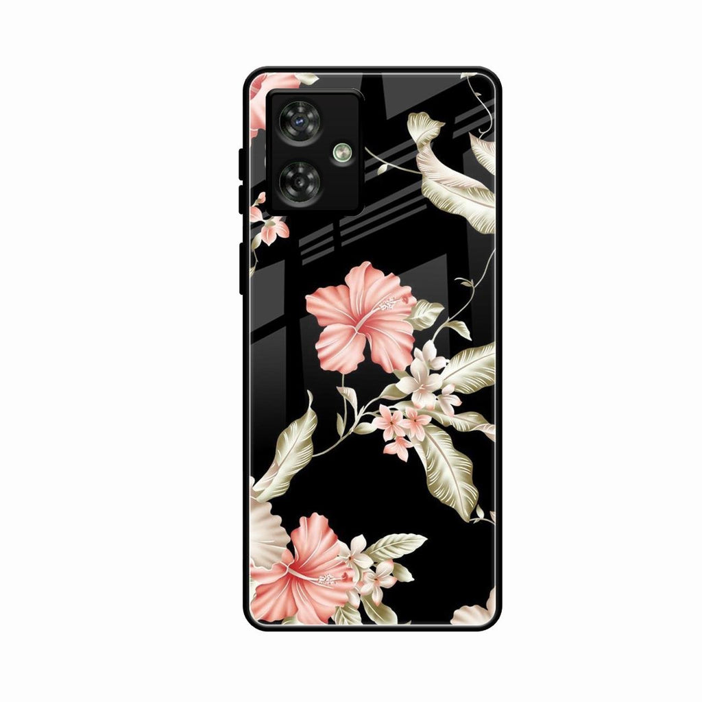 Retro Floral Glass Phone Case For Motorola G54 5G