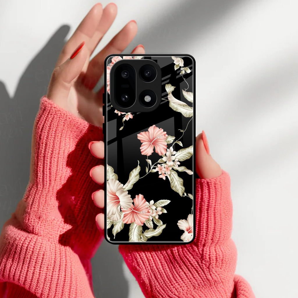 Retro Floral Glass Phone Case For OnePlus 15 5G
