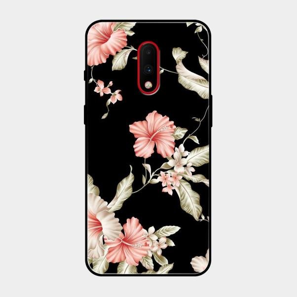 Retro Floral Glass Phone Case For Oneplus 7