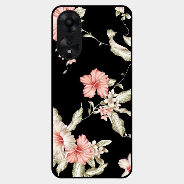 Retro Floral Glass Phone Case For Oppo A78 5G