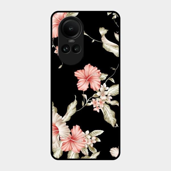Retro Floral Glass Phone Case For Oppo Reno 10 5G