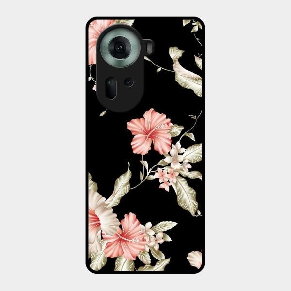 Retro Floral Glass Phone Case For Oppo Reno 11 5G
