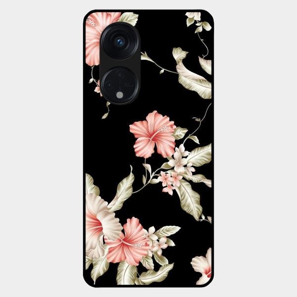 Retro Floral Glass Phone Case For Oppo Reno 8T 5G