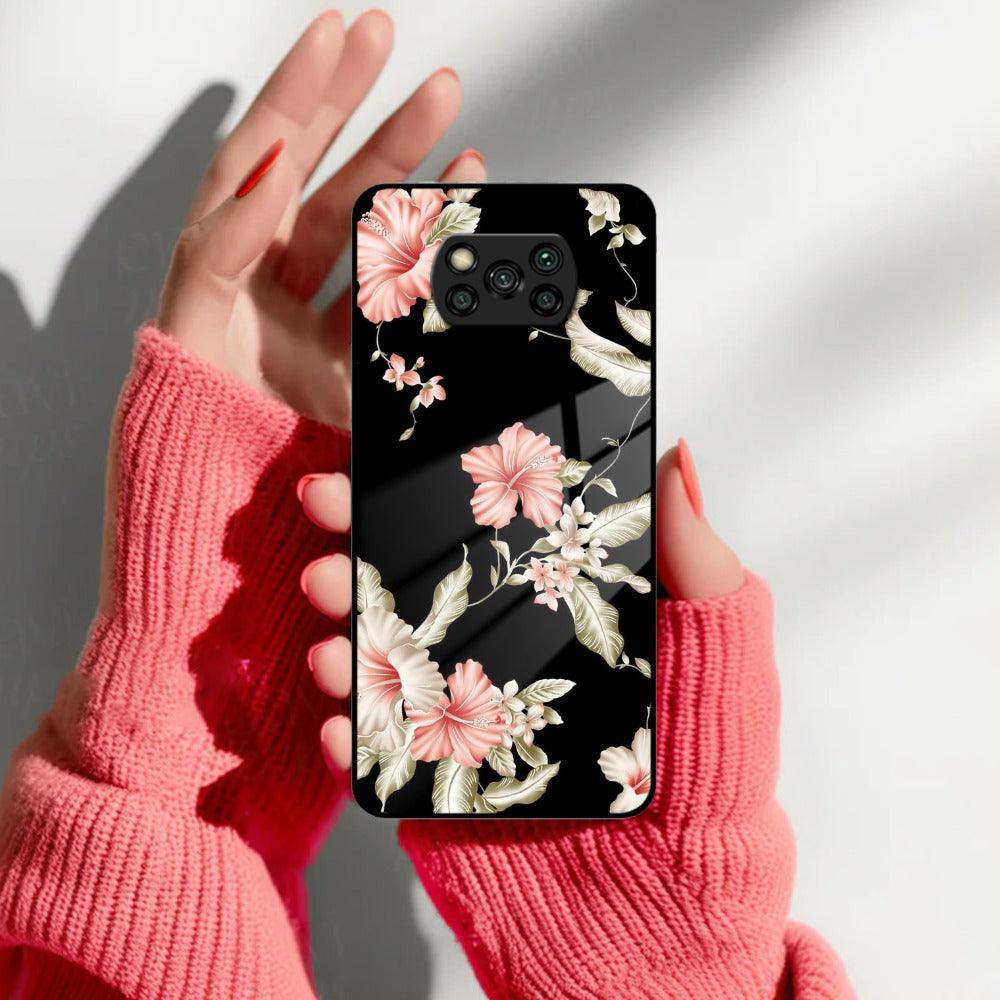 Retro Floral Glass Phone Case And Cover For Poco