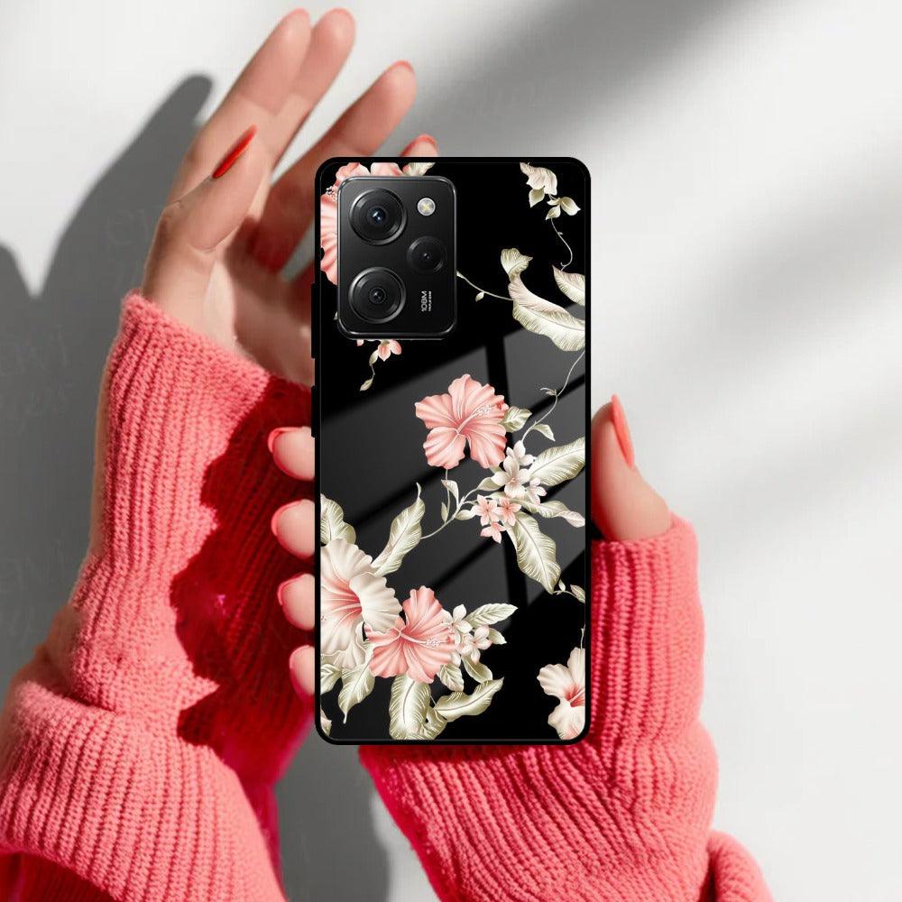Retro Floral Glass Phone Case And Cover For Poco