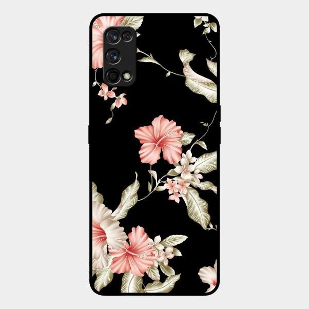 Retro Floral Glass Phone Case For Realme 7 Pro