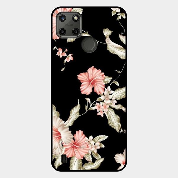 Retro Floral Glass Phone Case For Realme C21Y