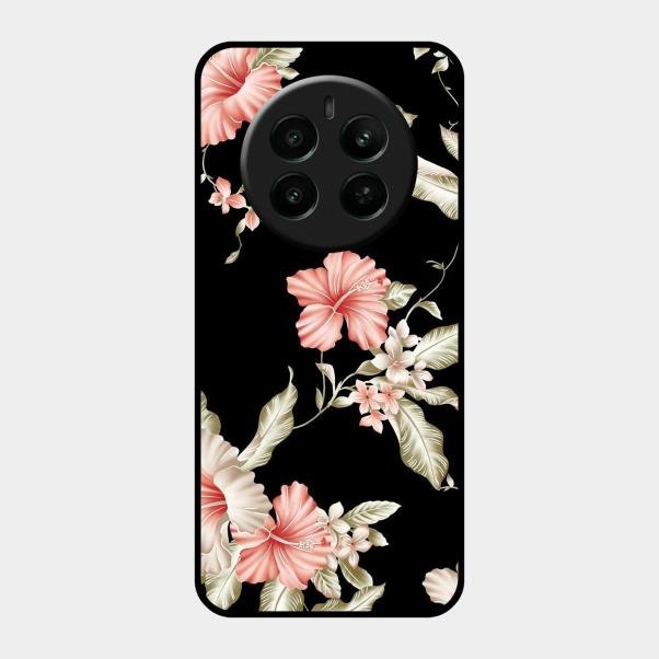 Retro Floral Glass Phone Case For Realme Narzo 70 5G