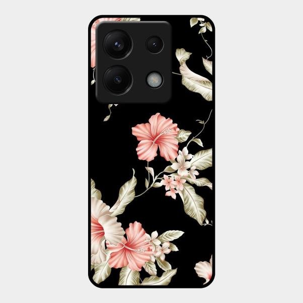 Retro Floral Glass Phone Case For Redmi Note 13 Pro 5G