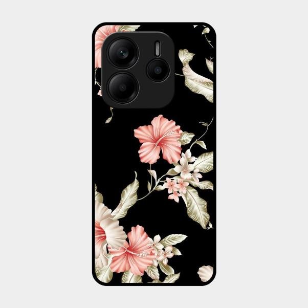Retro Floral Glass Phone Case For Redmi Note 14 Se 5G
