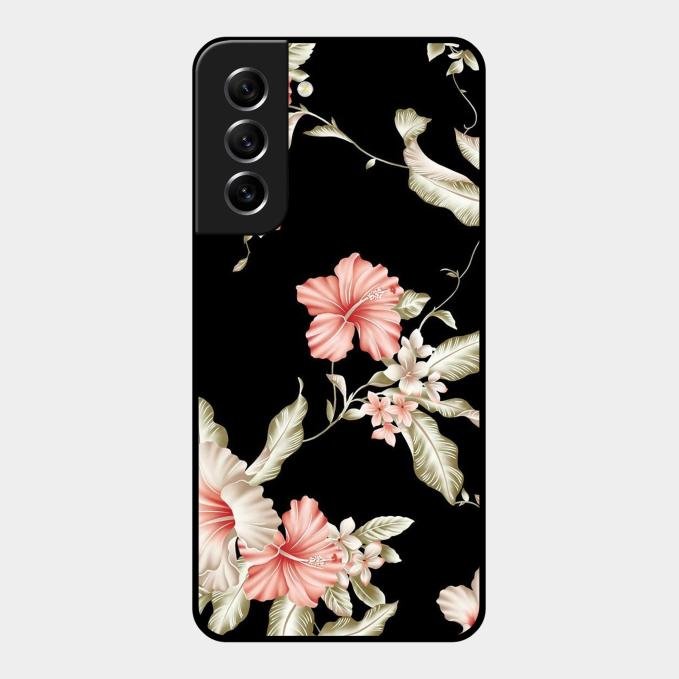 Retro Floral Glass Phone Case For Samsung Galaxy S21 Fe 5G