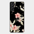 Retro Floral Glass Phone Case For Samsung Galaxy S21 Plus