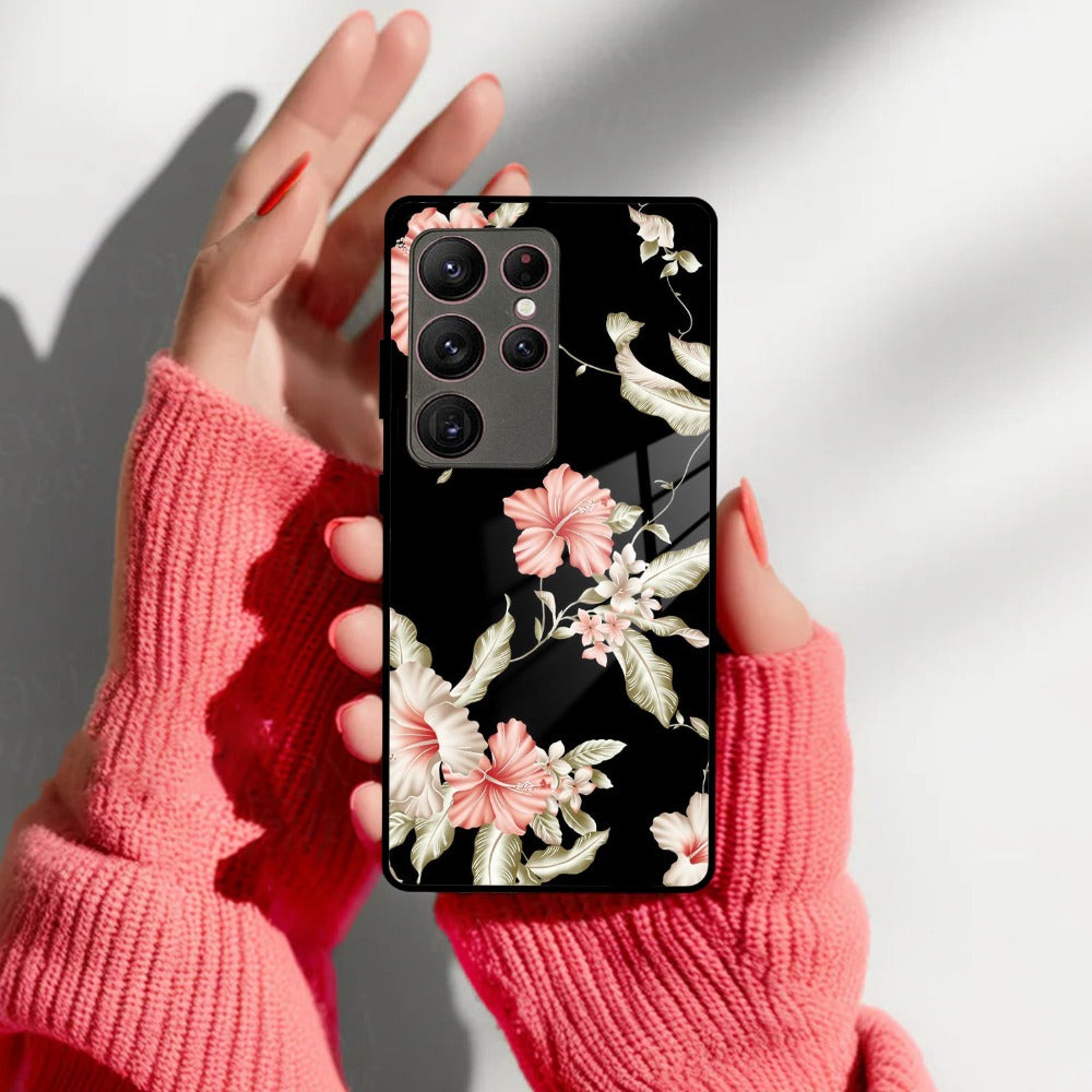 Retro Floral Glass Phone Case And Cover For Samsung