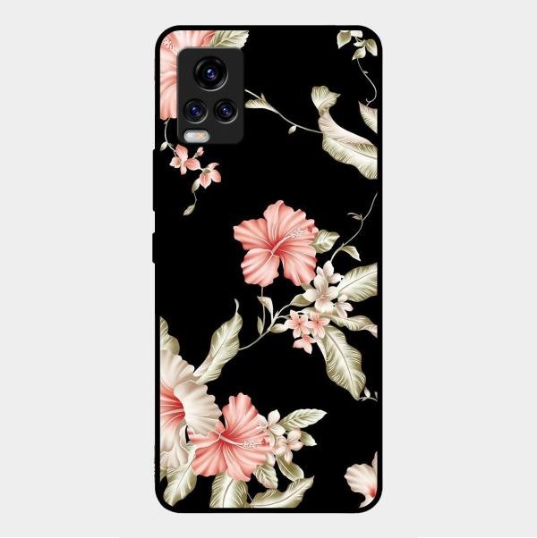 Retro Floral Glass Phone Case For Vivo V20 2021
