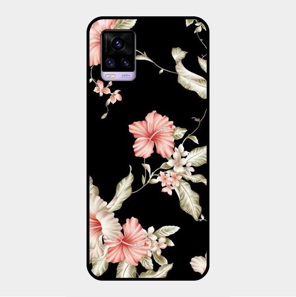 Retro Floral Glass Phone Case For Vivo V20