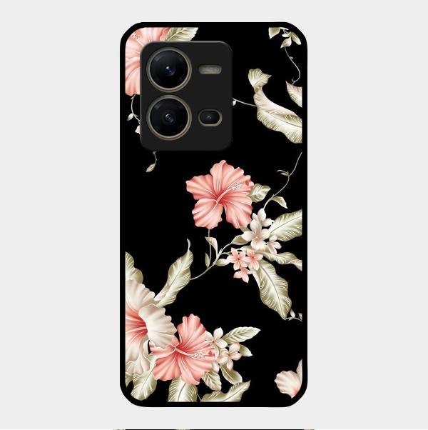 Retro Floral Glass Phone Case For Vivo V25 5G