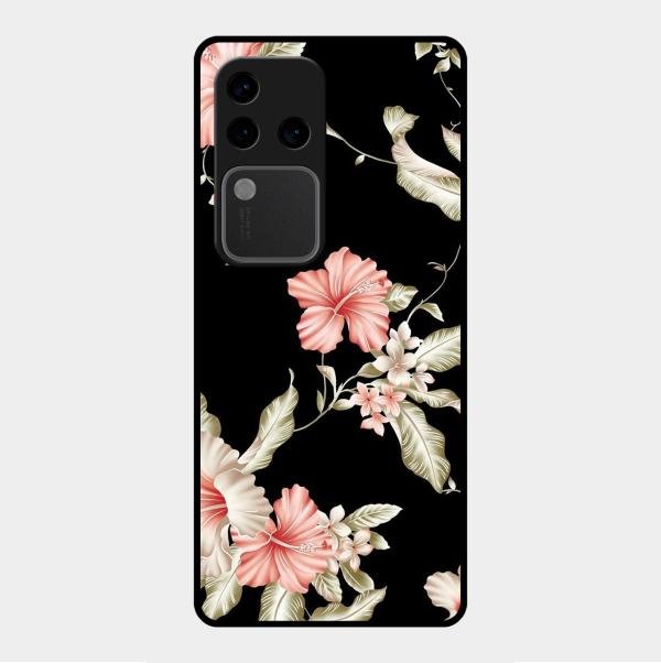 Retro Floral Glass Phone Case For Vivo V30 Pro 5G