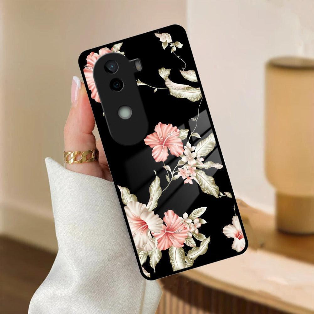 Retro Floral Glass Phone Case And Cover For iQOO - ShopOnCliQ