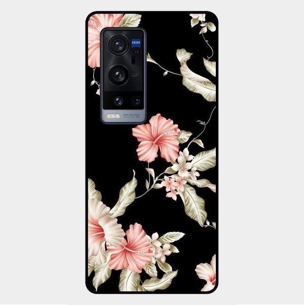 Retro Floral Glass Phone Case For Vivo X60 Pro Plus 5G