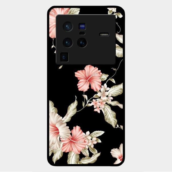 Retro Floral Glass Phone Case For Vivo X80 Pro 5G