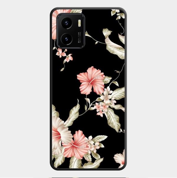 Retro Floral Glass Phone Case For Vivo Y01