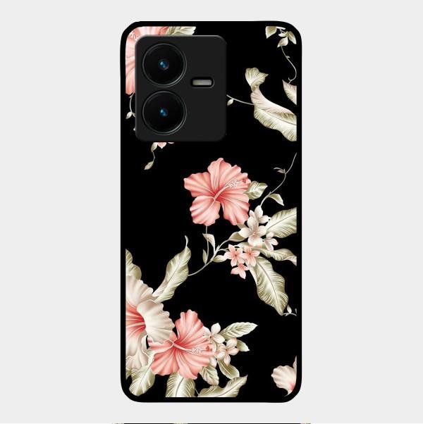 Retro Floral Glass Phone Case And For Vivo Y22