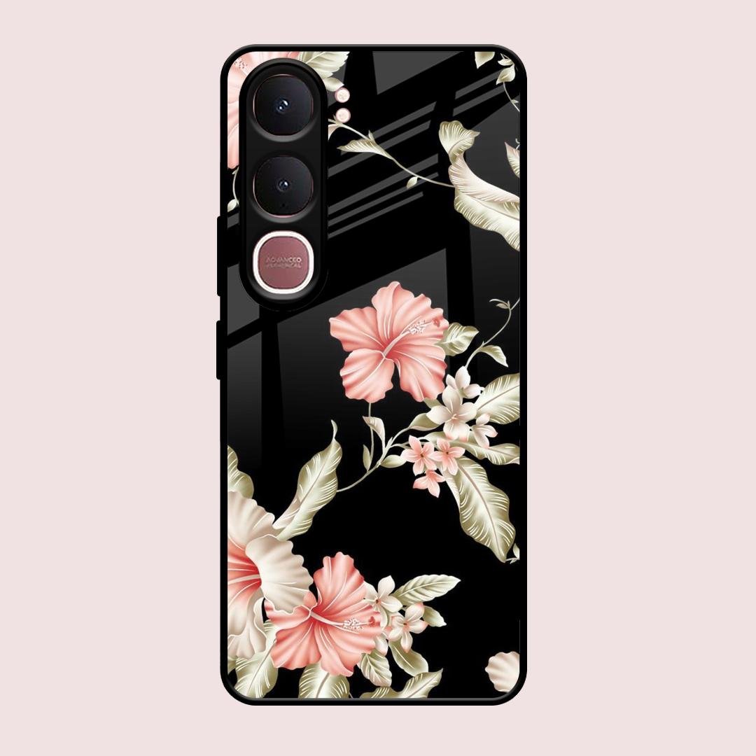 Retro Floral Glass Phone Case For Vivo Y31 5G