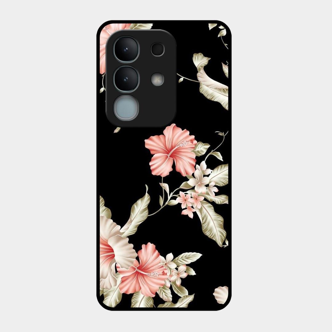 Retro Floral Glass Phone Case For Vivo Y31 Pro 5G