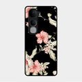 Retro Floral Glass Phone Case For Vivo Y400 Pro 5G