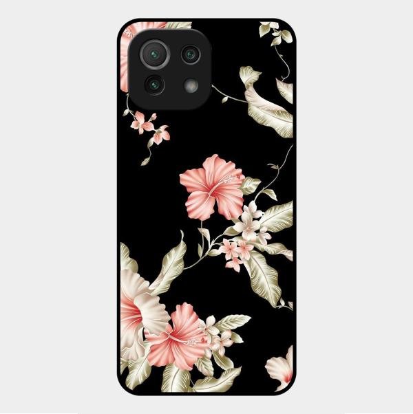 Retro Floral Glass Phone Case For Xiaomi Mi 11 Lite