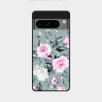 Retro Floral Glossy Glass Case Cover V2 For Google Pixel 8 Pro 5G