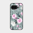 Retro Floral Glossy Glass Case Cover V2 For Google Pixel 9A 5G