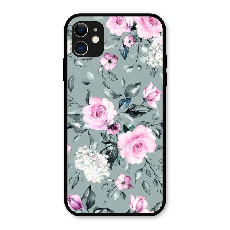 Retro Floral Glossy Glass Case Cover V2 For iPhone 11