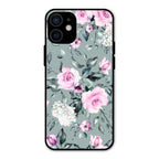 Retro Floral Glossy Glass Case Cover V2 For iPhone 12 mini