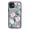Retro Floral Glossy Glass Case Cover V2 For iPhone 12