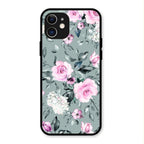 Retro Floral Glossy Glass Case Cover V2 For iPhone 12